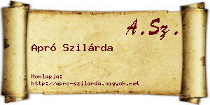 Apró Szilárda névjegykártya